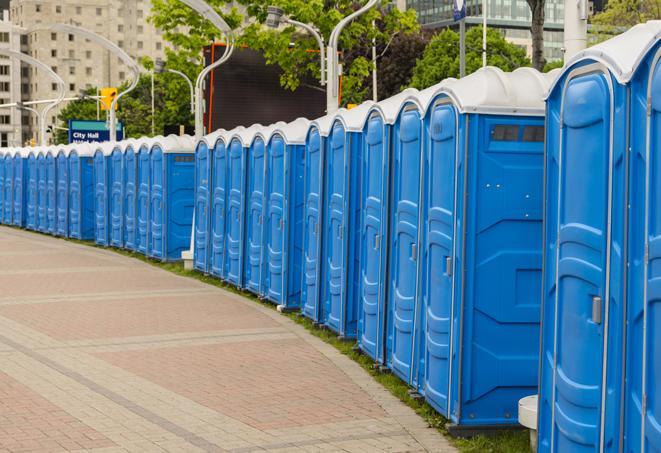 Seasonal porta potty units set up at a Cookeville, Tennessee venue