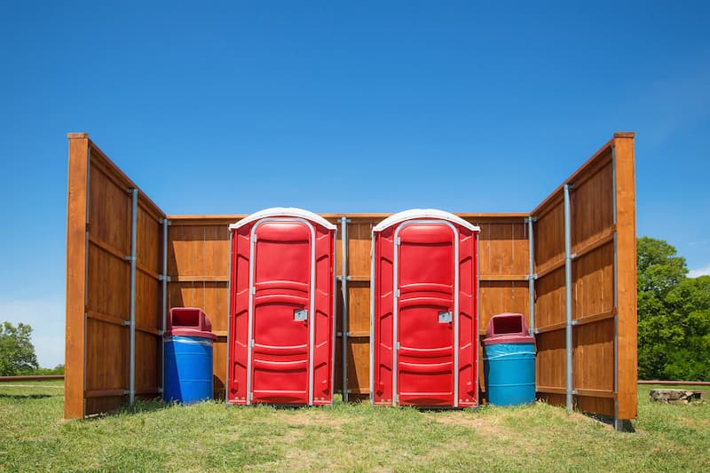 Short-term porta potty units staged for delivery in Cookeville, Tennessee